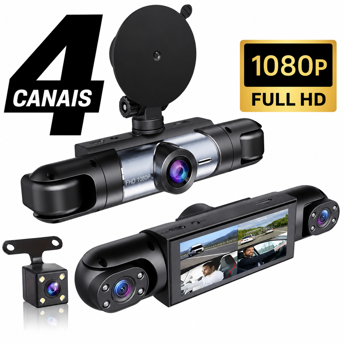 DriveVision X4™ – Visão Ampliada Dentro e Fora do Veículo
